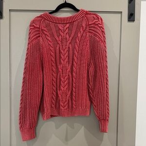 Free People Red Cable Knit Sweater